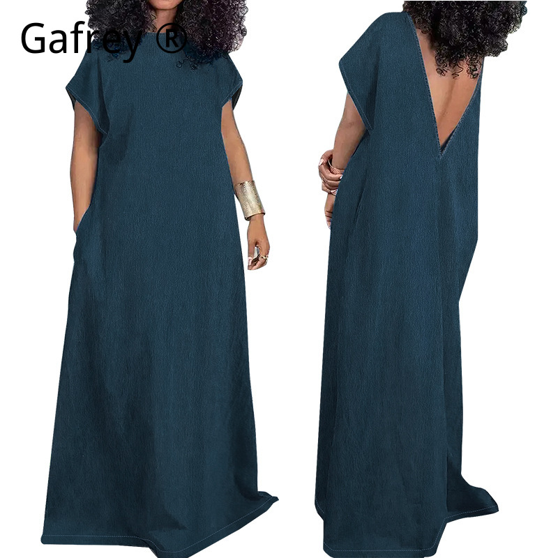 Vintage Fashion Outfit - Vestido Maxi de Mezclilla para Mujer