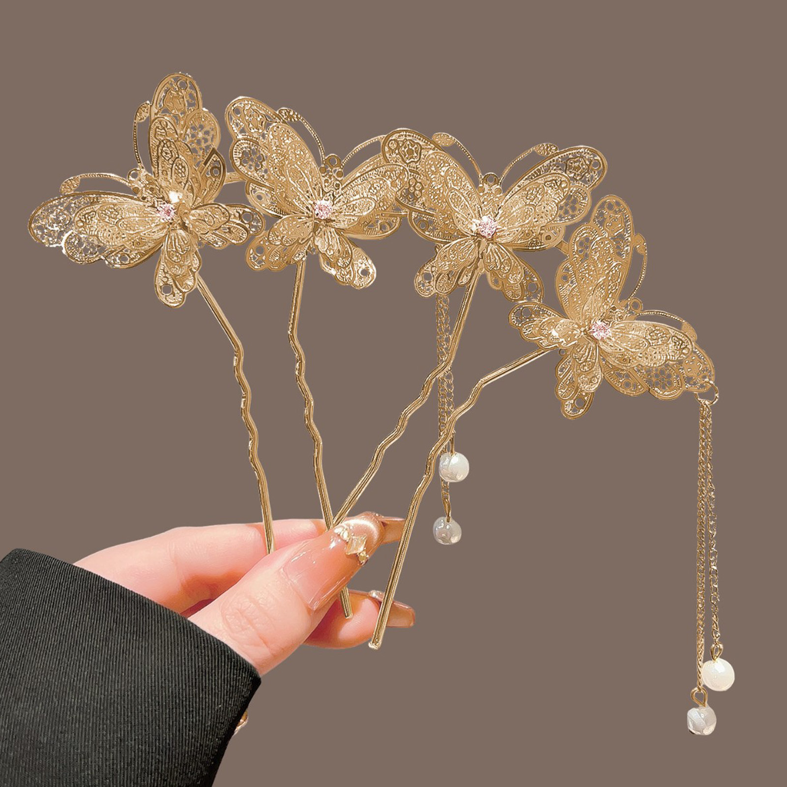 Vintage Fashion Outfit - Horquilla de pelo con doble mariposa