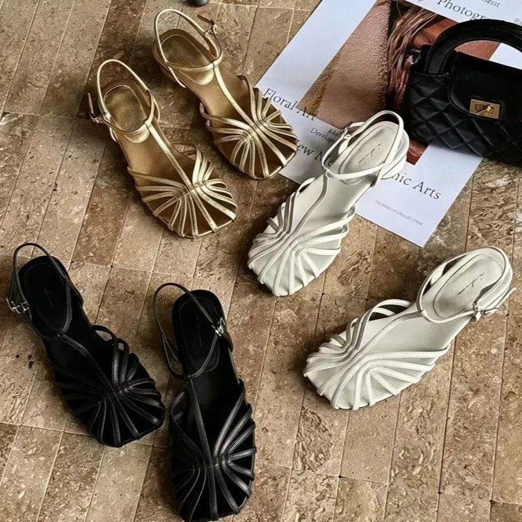 Sandalias de tacón bajo estilo - Vintage Fashion Outfit reseña y precio