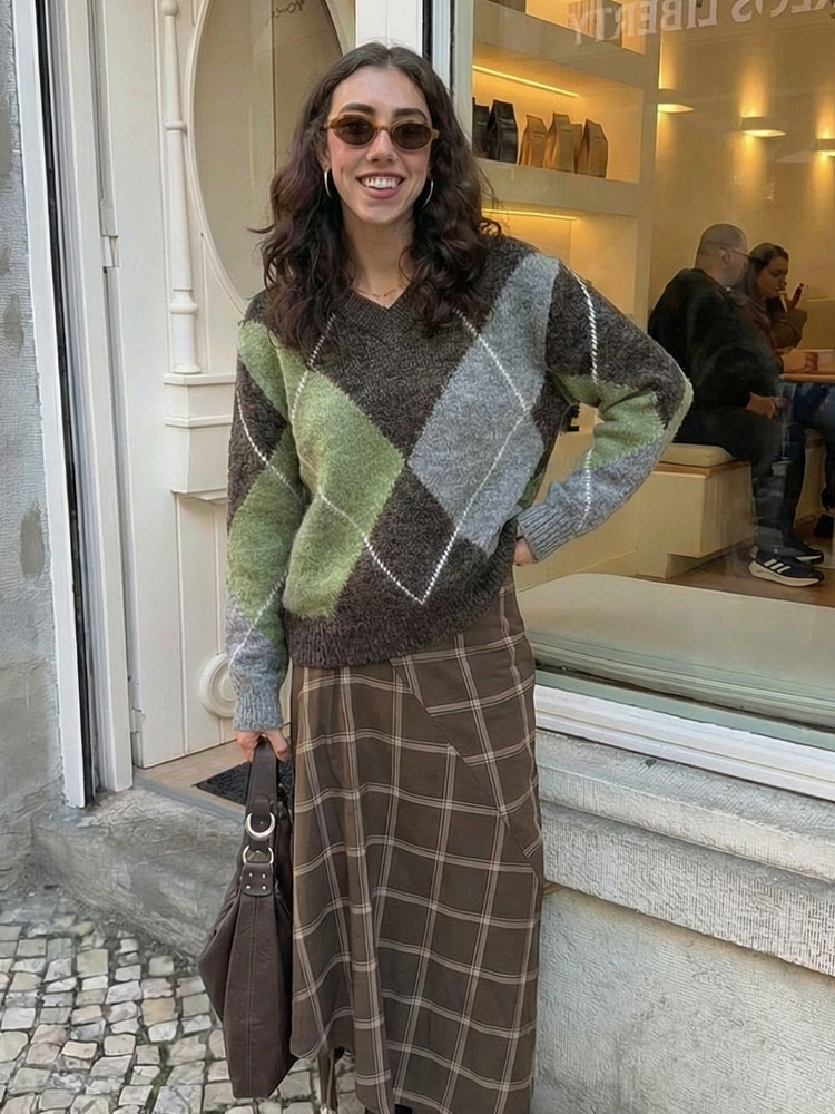 HH-suéter de punto Argyle para - Vintage Fashion Trends 2026 reseña y precio